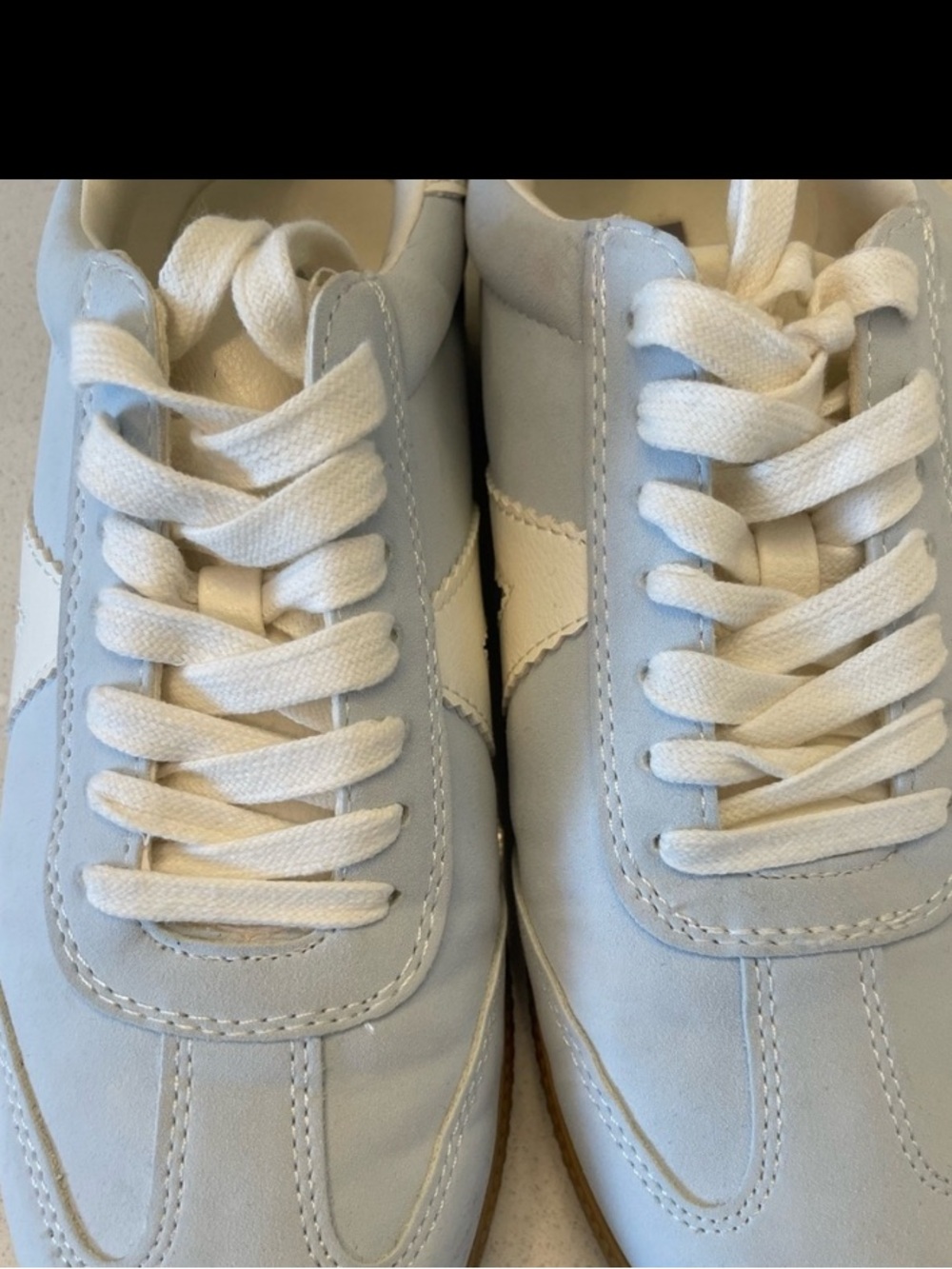 MIA Light Blue and Cream Low-Top Sneakers with Gum Sole